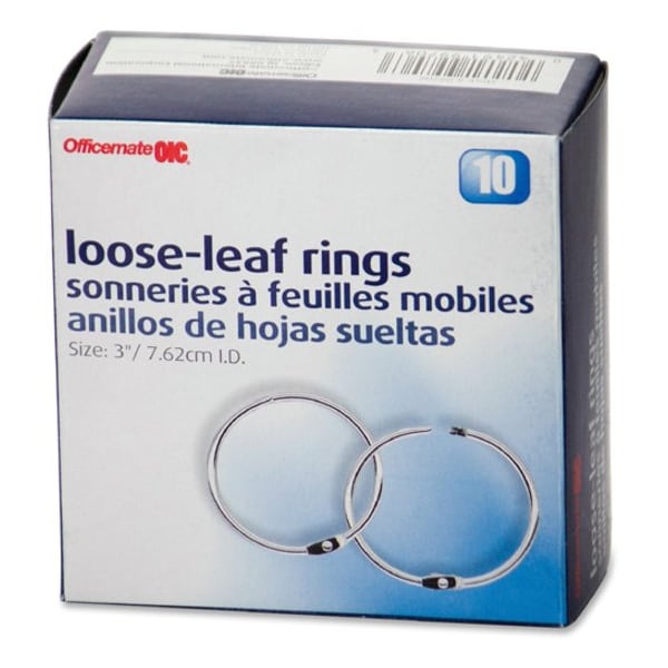Officemate Internatnl Rings, Book, 3", PK10, 10 PK - 99706