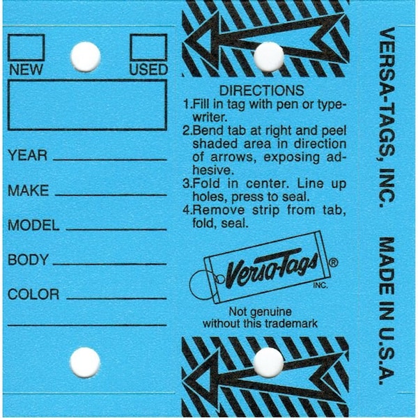 Car Dealer Depot Genuine Versa-Tag Key Tags: Blue Pk - 413