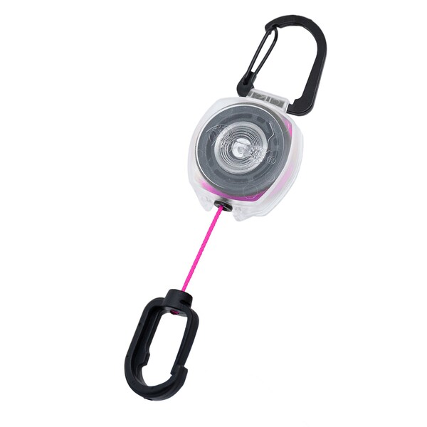 Key-Bak Pod Keeper Clear, 24in Pink Cord, Carabiner, Gear Clip, POLY - 0KB1-0B324