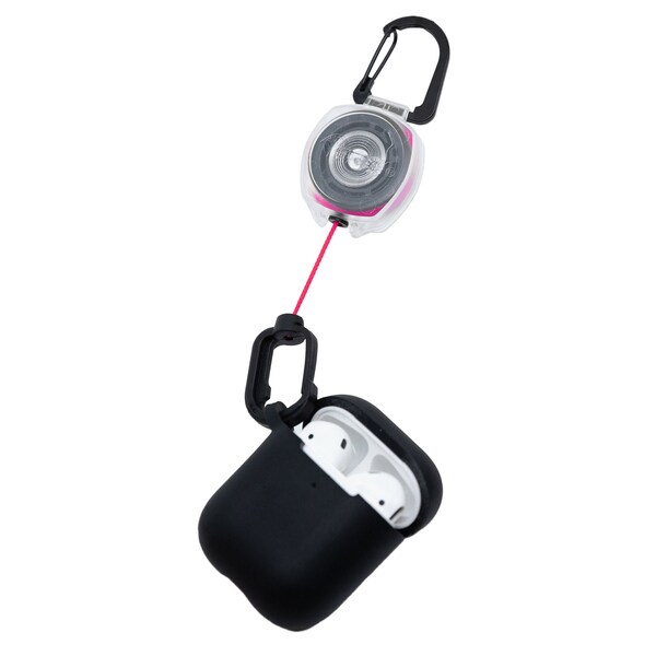 Key-Bak Pod Keeper Clear, 24in Pink Cord, Carabiner, Gear Clip, POLY - 0KB1-0B324