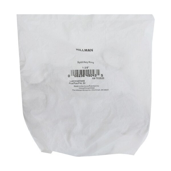 Hillman HILLMAN 1-3/8 in. D Tempered Steel Silver Split Rings/Cable Rings Key Ring, PK50 - 703520