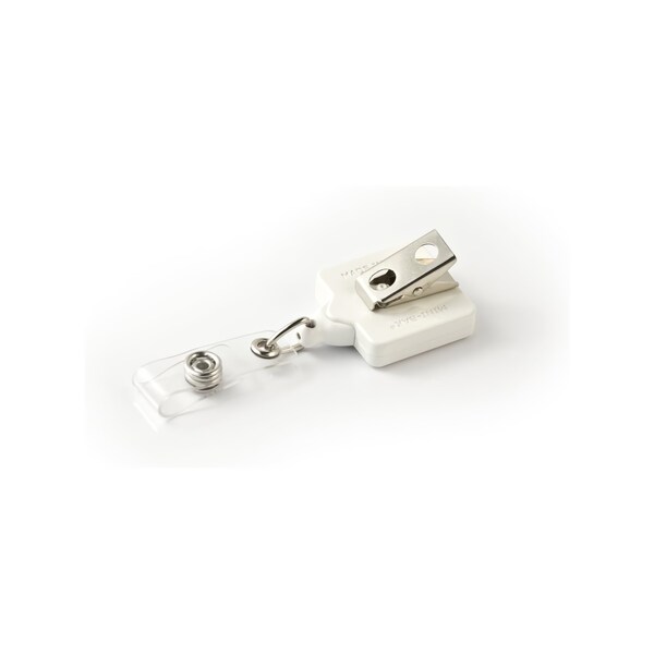 Key-Bak KEYBAK Square MINI-BAK Small Retracting Reel - White, Swivel Clip Clip, ID Badge Strap, 5PK - 0066-S06