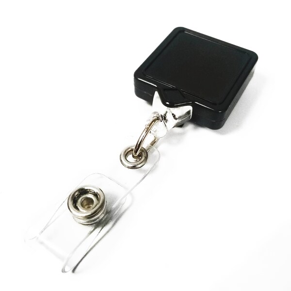 Key-Bak KEYBAK Square MINI-BAK Small Retracting Reel - Black, Belt Clip, ID Badge Strap, 5PK - 0057-S06