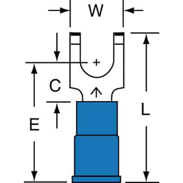 Terminal de horquilla de bloque de vinilo 16-14 AWG #10 de 3M en paquete de 1000 unidades - MVU14-10FFBK