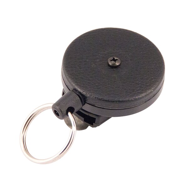 Key-Bak Original Series Spinner Back, Black Front , 48 in. Cord, Removable Rotating Belt Clip, Split Ring End - 0484-804