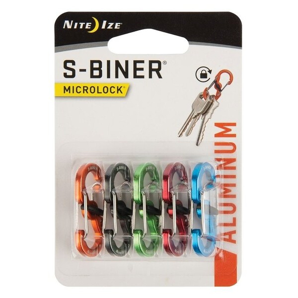 Nite Ize MicroLock, S-Biner Mini Carabiner, 1.41 in OAL, Aluminum, Assorted - LSBMA-A2-5R7