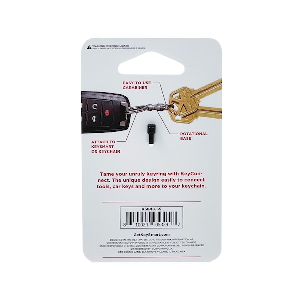 Keysmart KeySmart KeyConnect Stainless Steel Silver Swivel Key Ring - KS848-SS