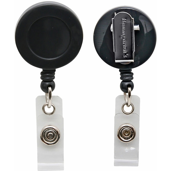 Baumgartens Reel, Id Card, W/Clip, Bk, Black, Plastic, Badge Holder - 68844