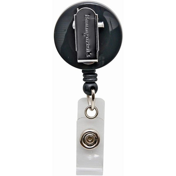 Baumgartens Reel, Id Card, W/Clip, Bk, Black, Plastic, Badge Holder - 68844