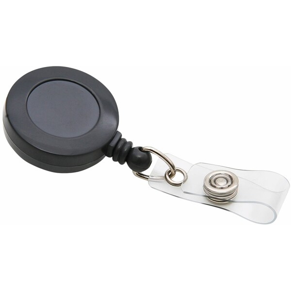 Baumgartens Reel, Id Card, W/Clip, Bk, Black, Plastic, Badge Holder - 68844