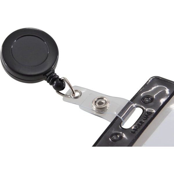 Baumgartens Reel, Id Card, W/Clip, Bk, Black, Plastic, Badge Holder - 68844