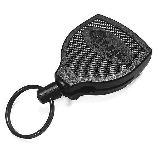 Key-Bak Key Retractor, Black, Stainless Steel, Clip-On Belt - 0S48-847