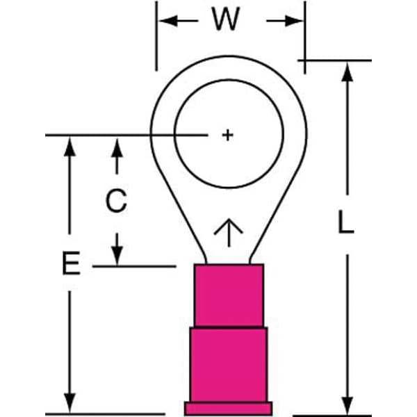 Terminal de anillo de vinil de 22-18 AWG para un perno de 5/16", paquete de 1000 unidades - MVU18-516R/SK