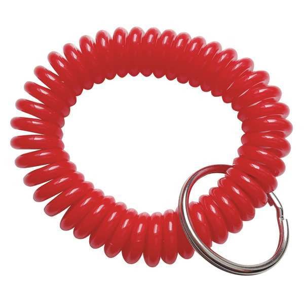 Zoro Select Wrist Coil Key Ring, Red, Steel, Steel Ring - 25PA31