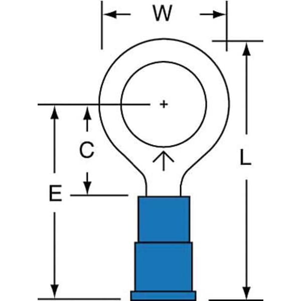 Terminal de Anillo de Vinilo 16-14 AWG 3/8" con Perno PK1000 - MV14-38RK