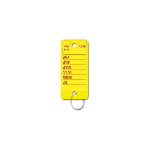 Car Dealer Depot Poly Key Tags (250 Per Box): Yellow Pk - 426-YE