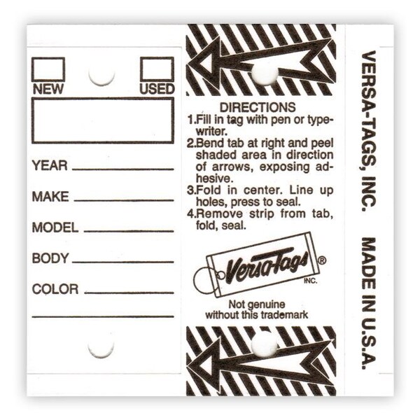 Car Dealer Depot Genuine Versa-Tag Key Tags: White Pk - 411-WH