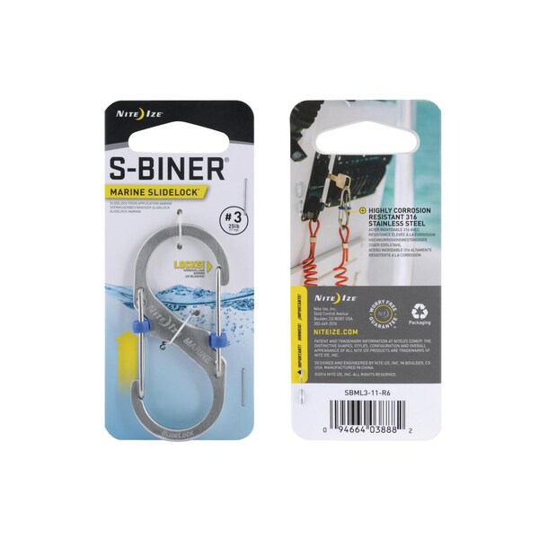 Nite Ize 2021 Nite Ize S-Biner Marine Slidelock No 3, Stainless - NIT-SBML3-11-R6