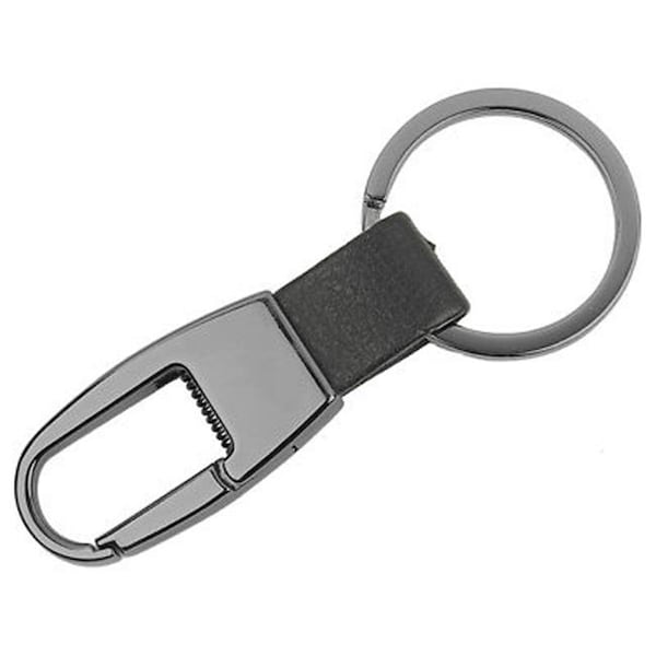 Hy-Ko Hy-Ko Products 215564 Gun Metal Clip & Leather Strap Keychain with Oxidized Finish Pack of 3 - 215564