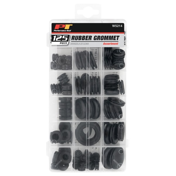 Perform Tool Firewall Grommet Rubber; With Fifteen 1/8 x 9/32 In/ Ten 3/16 x 5/16 In/ Seven 1/4 x 1/2 In/ Three - W5214
