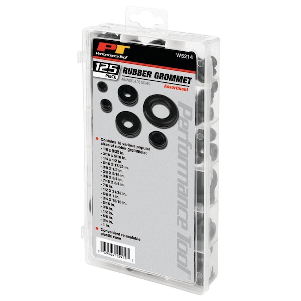 Perform Tool Firewall Grommet Rubber; With Fifteen 1/8 x 9/32 In/ Ten 3/16 x 5/16 In/ Seven 1/4 x 1/2 In/ Three - W5214