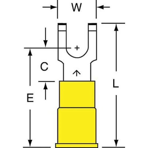 Terminal de horquilla de bloque de vinilo de 12-10 AWG para tornillo #10, paquete de 500 - MVU10-10FFBK