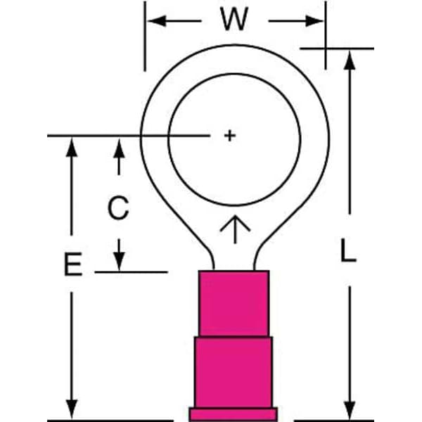 Terminal de anillo de vinilo de calibre 22-18 AWG para perno de 3/8" paquete de 1000 - MVU18-38RK