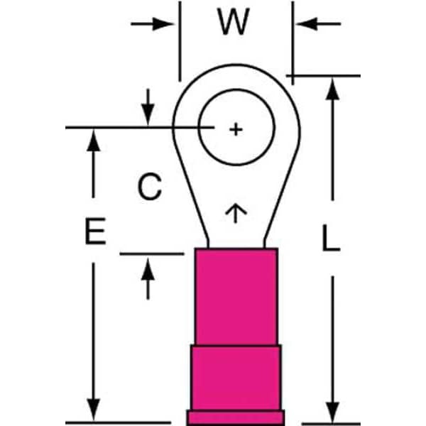 Terminal de anillo de vinilo 22-18 AWG #10 Stud PK1000 - MV18-10R/LK