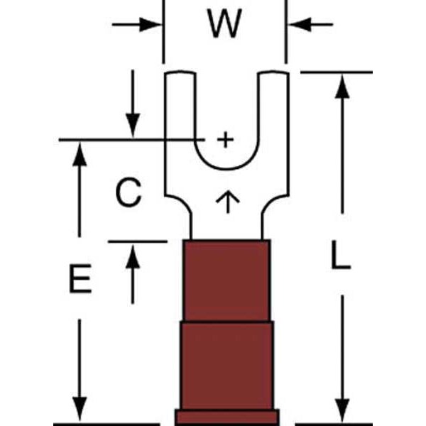 Terminal de horquilla de bloque de nylon de AWG 22-18 para perno #6, paquete de 1000 unidades - MNG18-6FB/SK