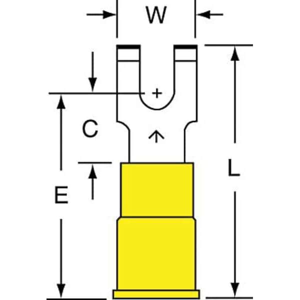 Terminal de Bloque de Horquilla de Vinilo 12-10 AWG #6 Stud PK500 - MVU10-6FFBK