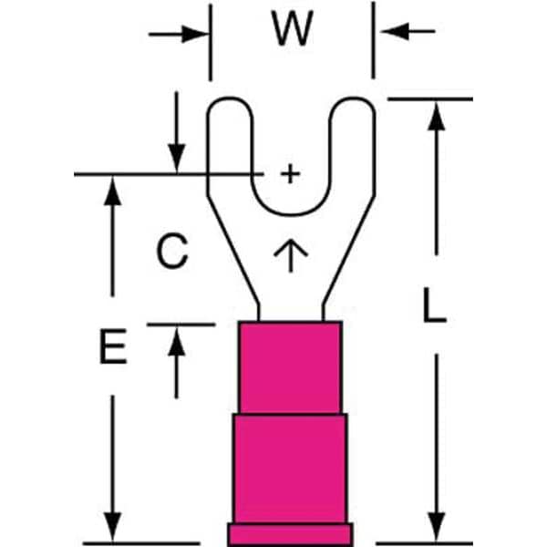 Terminales de horquilla de vinil de 22-18 AWG para perno #6, paquete de 1000 unidades - MV18-6FK