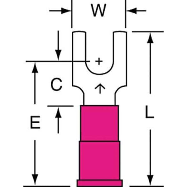 Terminal de bloque en horquilla de vinilo de calibre 22-18 AWG para tornillo #6, paquete de 1000 - MV18-6FBK