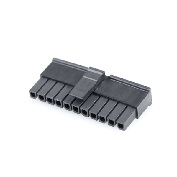 Conector de placa Molex, 11 contactos, 1 fila, hembra, recto, terminal de crimpado, con seguro, negro - 436451100