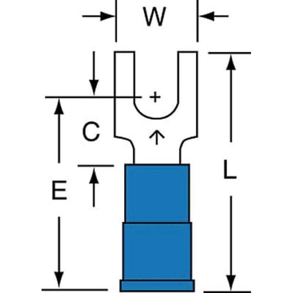 Terminal con horquilla de bloc de nylon de calibre 16-14 AWG para tornillo #8, paquete de 1000 unidades - MNG14-8FBK