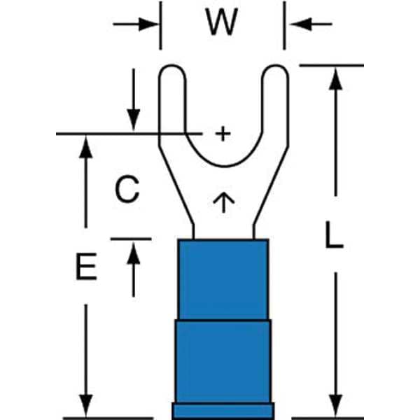Terminales de horquilla de nylon de calibre 16-14 AWG para perno de tamaño #10, paquete de 1000 unidades - MNG14-10FK