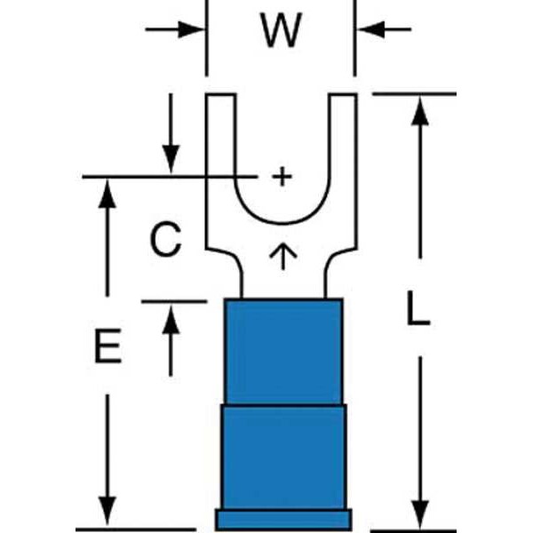 Terminal de horquilla de bloque de nylon de 16-14 AWG para perno #10, paquete de 1000 - MNG14-10FBK