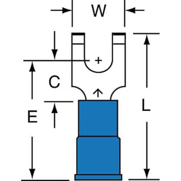 Terminal de horquilla de bloque de nailon de calibre 16-14 AWG para tornillo #6, paquete de 1000 unidades - MNG14-6FFBK