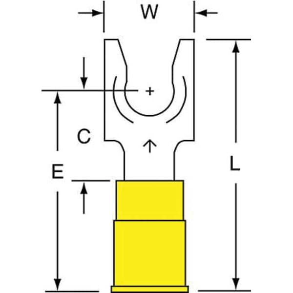 Terminal de horquilla de bloqueo de nylon de 12-10 AWG 1/4 " Stud PK500 - MNG10-14FLK