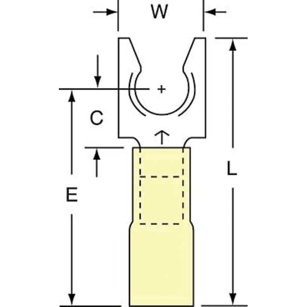 Terminales de horquilla bloqueables con contracción térmica de 3M, calibre 12-10 AWG, para perno de 1/4", paquete de 250 unidades - MH10-14FLK