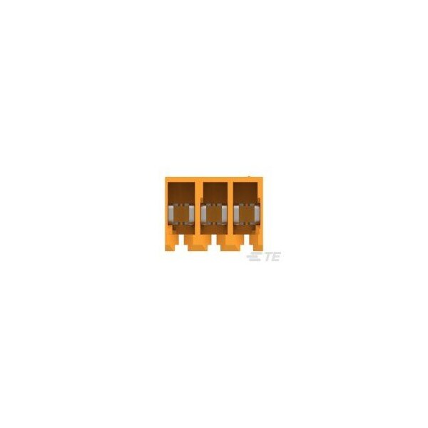 Conector de placa Te Connectivity, 3 contactos, 1 fila, hembra, paso de 0.156 pulgadas, terminal de IDC, bloqueo, naranja - 3-640426-3
