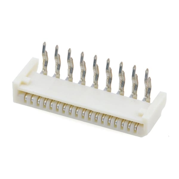 Conector FFC / FPC Molex, 18 contactos, 1 fila, hembra, ángulo recto, paso de 0.039 pulgadas, terminal de soldadura - 528071810