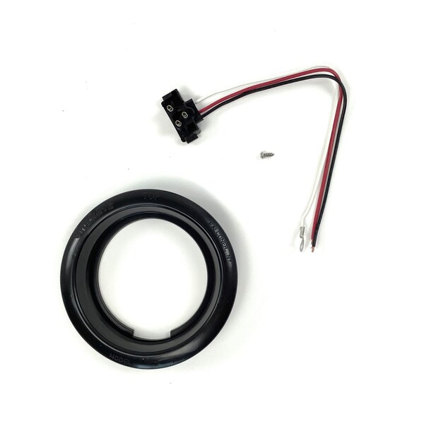 Truck-Lite Open Back, Black Pvc, Grommet For 40, 44 Series And 4 In. Lights, Round, Pl-3, Stripped End/Ring - 40403