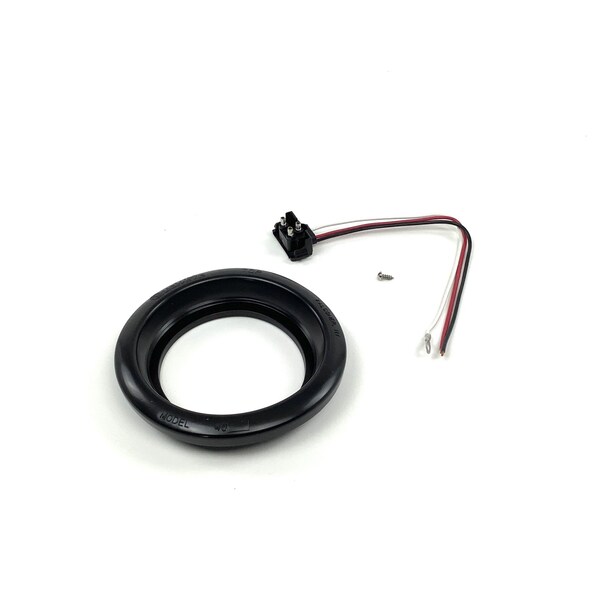 Truck-Lite Open Back, Black Pvc, Grommet For 40, 44 Series And 4 In. Lights, Round, Pl-3, Stripped End/Ring - 40403