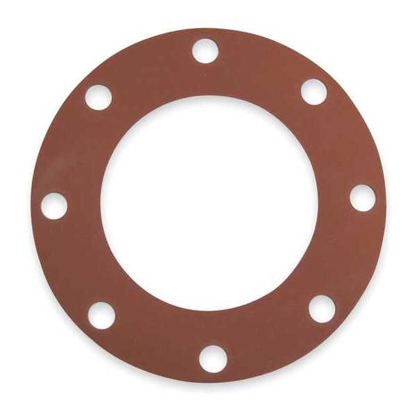 Zoro Select Gasket, Full Face, 8 In, SBR, Red - 7124FF-0150-125-0800