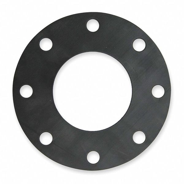 Zoro Select Gasket, Full Face, 6 In, Neoprene, Black - 9071FF-0150-125-0600