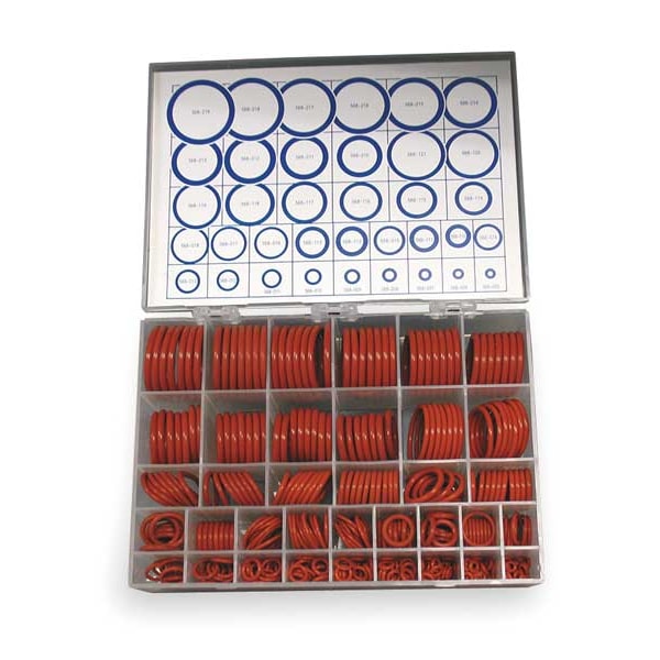 Zoro Select O-Ring Asst, Silicone, 436 Pcs, 36Szs - 3CVZ8