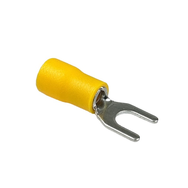 Terminales de horquilla Remington Industries, aisladas con PVC, cable de 10-12 AWG, tamaño de tornillo de 1/4 pulgada, color amarillo, 10 piezas - SVS5.5-6-10