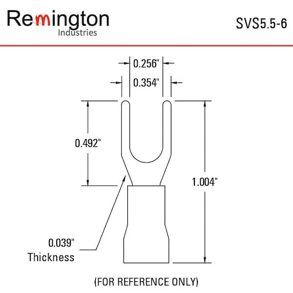 Terminales de horquilla Remington Industries, aisladas con PVC, cable de 10-12 AWG, tamaño de tornillo de 1/4 pulgada, color amarillo, 10 piezas - SVS5.5-6-10