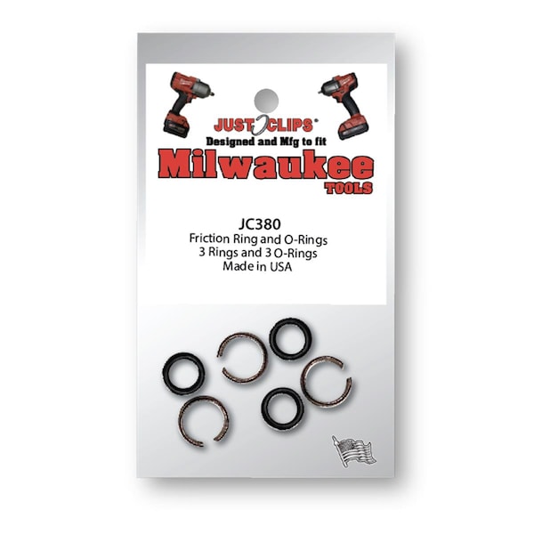 Just Clips 3/8 In. Friction Rings & O-Rings For Milwaukee Tools, 10PK - MCT38010
