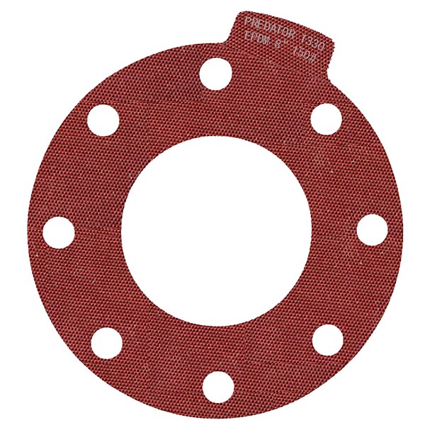 Macho O-Ring & Seal 8in Full Face Predator 1330 Flange Gasket Red EPDM, NSF-61 Certified, 1/8in Thick, 10PK - 800.PFF150.M0010